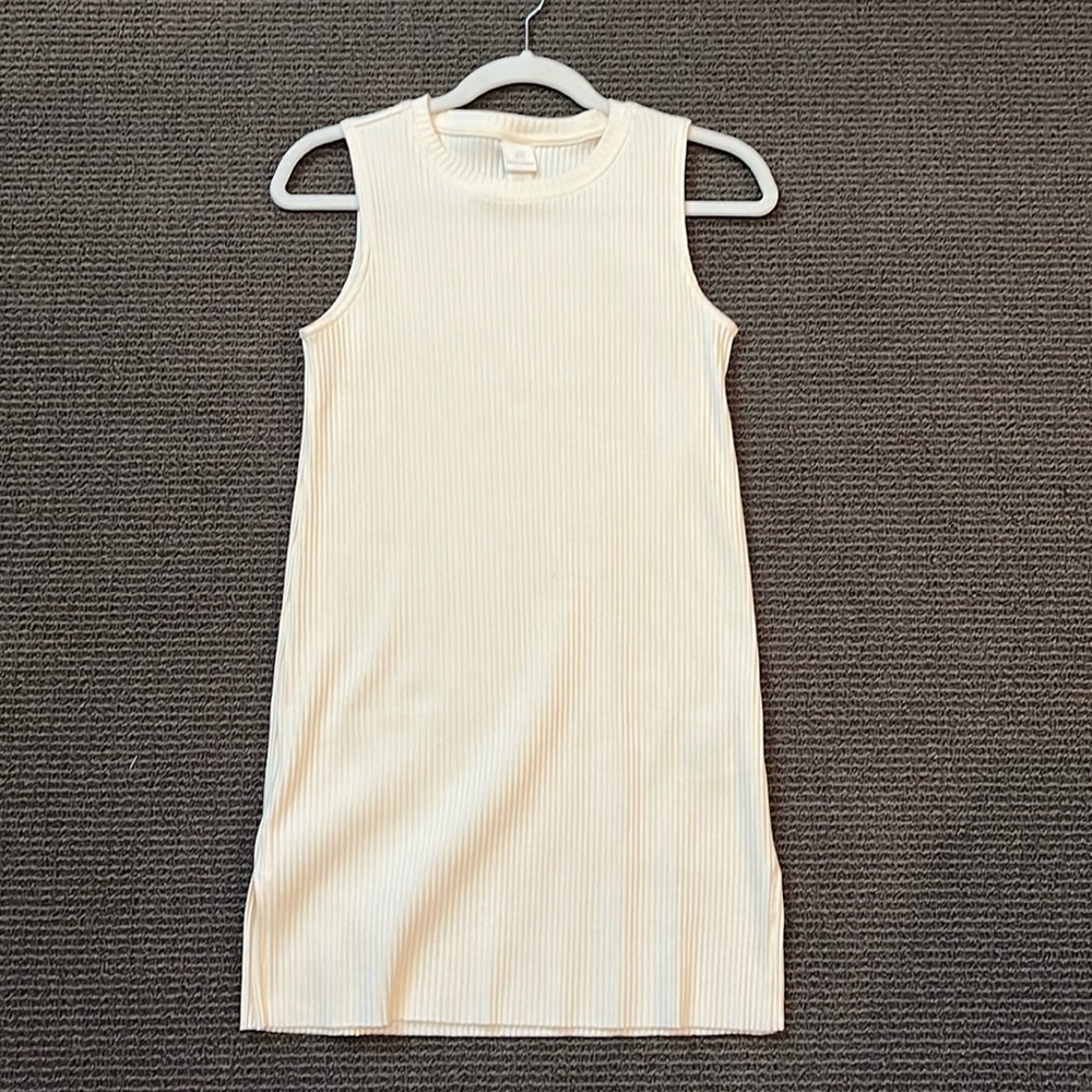 H&M Cream Ribbed Sleeves Dress/Top with side vents
